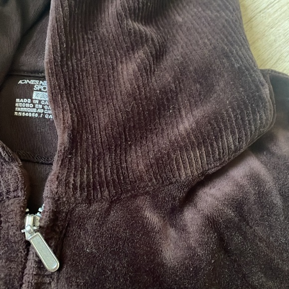 + JONES NEW YORK + Velour Dark Brown Hoodie - Picture 7 of 8